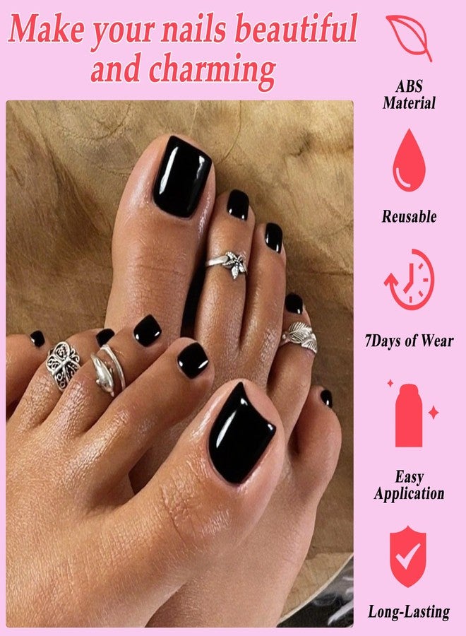 Lifextol 120PC Black Press on Toenails for Women Fake Toe nail Press ons Acrylic Toe Press on Nails Set, Black Press on Toe Nails Press on Fake Toenails Press ons Acrylic Toe Nail Tips Kit&Glue Tab-G - Image 4